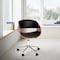 Armen Living Julian Modern Office Chair In Chrome Finish with Black Faux Leather And Walnut Veneer Back LCJUOFCHBL - alternate 2